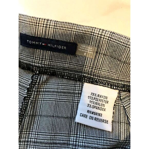 Tommy Hilfiger Women’s Glen Plaid Stretch Pants Size 4 Gray Check Pull-On - Picture 7 of 11